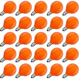 SUNSGNE G40 Orange Incandescent Replacement Light Bulbs, 25 Pack Globe Light Bulbs for E12 Outdoor String Lights, C7/E12 Candelabra Base, 5 Watt, Orange