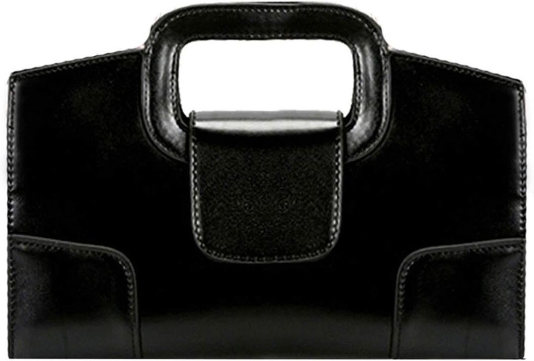 ZLMBAGUS Women Vintage Flap Tote Top Handle Satchel Handbags PU Leather Clutch Purse Shoulder Bag (Black)