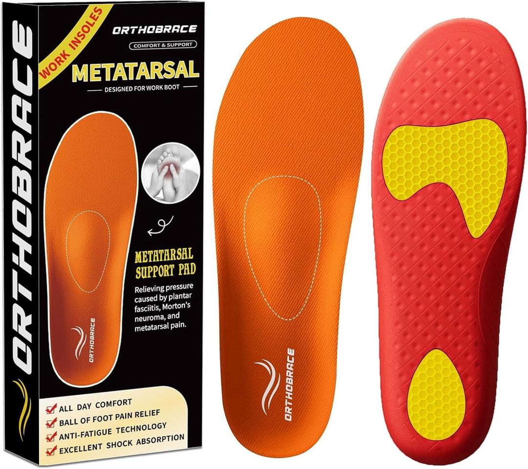 Metatarsal Insoles, Plantar Fasciitis High Arch Support Insoles,Morton's Neuroma,Metatarsal Pads Mens Womens,Foot Pain Relief, Anti-Fatigue Orthotic Shoe Inserts for Metatarsalgia-L (L(Men's 9.5-10.5/ Women's 10.5-11.5)--290mm)
