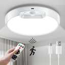 Homelist Newly Upgraded 8000mAh Rechargeable Ceiling Light, Battery-Operated Wireless Motion Sensor Ceiling Light with Remote for Shower, Bathroom, Closet, Stairs, Hallway, Porch (6000K Cool White) (1 Pack)