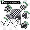 2 Pack Folding Camping Chairs Portable, Black, White, Chessboard, 27.17 x 17.72 x 17.72 inches