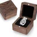 XIUDA Wooden Mini Memorial Small Urns for Ashes Stainless Steel Cremation Mini Urn with Black Walunt Box Funeral Heart Wings Keepsake Urn for Ashes