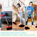 PHYEX 2-Pack Broom and Dustpan Combo Set, with 48" Adjustable Long Stainless Handles, Stand Up Dustpan with Self-Cleaning Teeth, Ideal for Home, Office, Kitchen, Indoor & Outdoor Use, Black