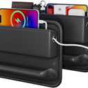 Car Seat Gap Filler 2 Pack Leather Car Seat Organizer and Storage Automotive Accessories - Front Seats Car Adjustable Gap Filler for Cards, Phones, Wallet, Keys (black-4)