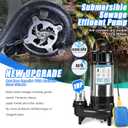 1HP Sewage Grinder Pump Submersible Effluent Pump, Sump Pump 110V 6400GPH with Automatic Float Switch,Stainless steel body and reamer.2'' NPT Discharge for Basement, Sump Basin.