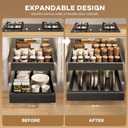 Seinloes 2 Pack Pull out Cabinet Organizer 21"Deep With Raising Pad for Framed Cabinets, Expandable Slide out Drawers for Kitchen Cabinets with 4pcs Divider Racks, Roll out Shelves 12.1"-20.4" W Black