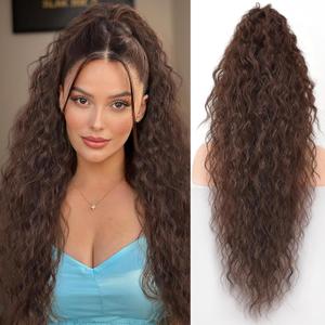 Isaic 30 Inch Claw Clip Ponytail Extension Volumizing Wavy Hairpiece for Thin Hair, Natural Looking Synthetic Ponytail for Daily Use (Medium Brown)