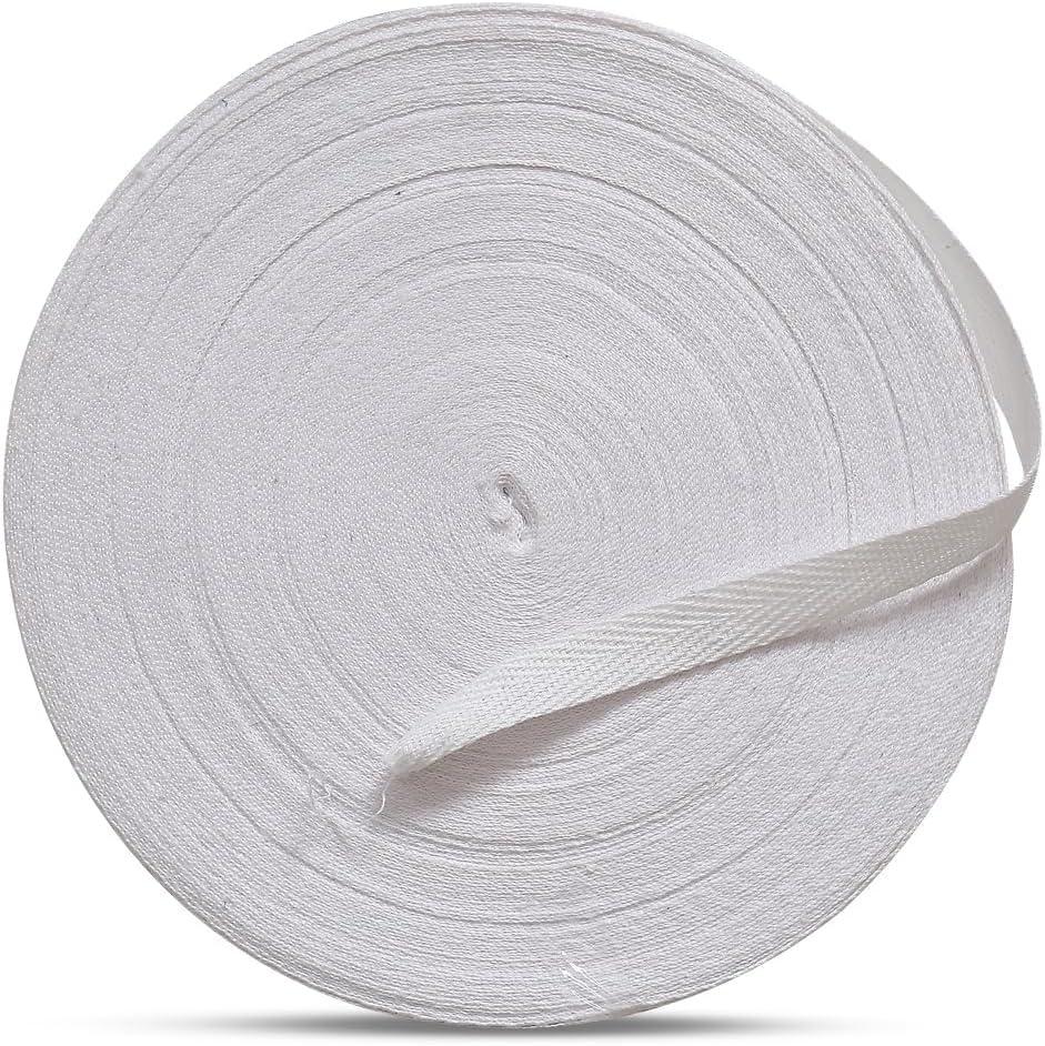 Shrika Natural White Cotton bias Binding Tape 25mm (1 inch)  50m roll, Herringbone Twill Tape for Sewing, Dressmaking, Crafts, Aprons & DIY  Durable Fabric Trim