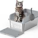 Stainless Steel Cat Litter Box with Lid,XXL Large Metal Cat Litter Box,High Wall Sided Enclosure Kitty Litter Box with Scoop Mats,Non-Sticky,Anti-Leakage,Easy Clean,Odorless (8" Deep)