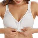 DotVol Women's Full Figure Front Closure Wirefree Jacquard Back Support Posture Bra, 46B