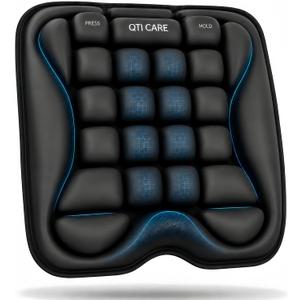 Airplane Seat Cushion, Inflatable Travel Cushion for Long Flights, Press-Type Portable Seat Pad with Built-in Pump, Comfortable Cushion for Air Travel, Car, Office Chair, Wheelchair, Black XXL