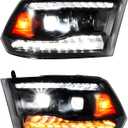Full LED Headlights for Dodge Ram 1500 09-18, DRL Dynamic Animation Sequential Turn Signal Head Lights for Dodge Ram 1500 2500 3500 2009-2018 Accessories (2PCS)