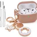 VISOOM for AirPods Pro 3 Case 2025, Silicone Case for Apple Air Pods Pro 3rd Generation Cover Women, Cute iPods 3 Protective Cover with Bling Keychain & Cleaning Kit, Khaki