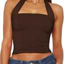 TiulZial Women Sexy Halter Neck Backless Tank Top Open Back Sleeveless Slim Fit Y2k Summer Tops, S