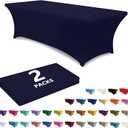 ABCCANOPY 2 Pack 4 FT Navy Blue Spandex Table Cover Stretch Fitted Wrinkle Resistant Tablecloth Reuse for Rectangular Folding Table Patry Event Wedding Banquet Protector