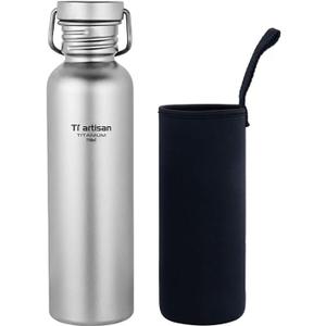 Titanium Water Bottle Sports Bottle Ultralight Wide Mouth Leakproof Durable for Outdoor Camping Hiking Cycling (750ml) (25.4 Ounces)