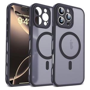 BTBTCASE for iPhone 16 Pro Max Case with Magnetic [Compatible with Mag-Safe] [Upgraded Full Camera Protection] [Heat Dissipation] Matte Translucent Back Shockproof Phone Cover 6.9 Inch-Black