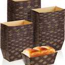 Tessco 60 Pieces Mini Paper Loaf Pans Disposable Rectangle Paper Baking Loft Pans for Quick Bread Small Pumpkin Breads, Microwave Oven Freezer Safe(3.1 x 1.5 x 1.7 Inch,Simple Style)