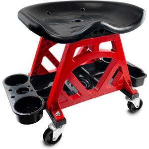 HOXWELL Durable Mechanic Seat with Wheels - Heavy Duty Rolling Stool Car Detailing Creeper Seat with Tool Tray for Workshop, Auto Repair Shop and Home, L 17.7'' x W 13.38'' x H 17.32''