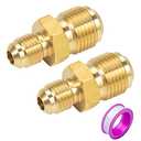 Breezliy 2 PCS Brass Tube Coupler Pipe Fitting Union Connector Gas Adapter 3/8" Male Flare x 1/4 Inch Male Flare