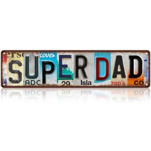 Vintage Super Dad Street Sign Wall Decor Metal Tin Signs for Bar Home Bedroom Garage (15.75L" x 3.94W")