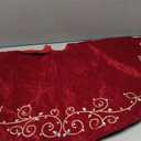 72inch Extra Large Christmas Tree Skirt Red Luxury Velvet Plush Fur Skirts Baroque Tree Skirts with Gold Embroidered Pearls and Crystals Trees Skirt for Christmas Holiday Party Home Decorations