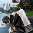 Full Enclosed Motorcycle Cover Waterproof Outdoor/Indoor Storage Waterproof Motorcycle Cover Heavy Duty with Reflective Strips Fits Scooter/Touring Motorcycles Length up to 108"Black+Sliver