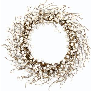 JINGHONG Winter Wreaths for Front Door 20 Inch Artificial Winter Wreath White Berry Wreath for Indoor Outdoor Window Wall Christmas and Winter Celebration