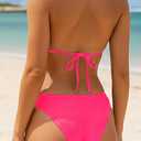 Women Two Piece Bikini Set - Sexy Halter Triangle Bikini Top with High Cut Cheeky Bikini Bottom Swimsuits (Pink, XL)