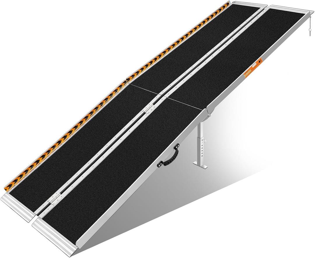 FACHNUO 10 Feet Portable Wheelchair Ramp with Support Legs, Non-Skid Aluminum Handicap Ramps, Folding Threshold Wheel Chair Ramp for Home Steps, Stairs, Entry, Threshold, Doorways, 800LBS Capacity (10FT(Using height 10-30''))