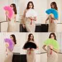 Happy Feather Handheld Marabou Feather Fan, 1920s Vintage Style Flapper Hand Fan for Costume Party and Dancing,Light Pink