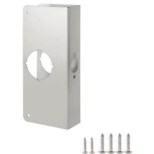 Door Reinforcement Plate, Stainless Steel, Fits 1-3/8" Doors, 2-3/8" Backset, Lock and Door Reinforcer Security, Door Knob/Lock/Latch/Deadbolt Cover Plate, Reinforce and Repair Wood/Metal Doors