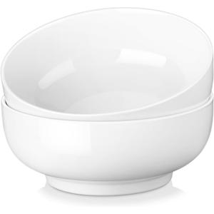 MALACASA Large Serving Bowls - 60 OZ (8") Salad Bowls Set of 2, White Mixing Bowls for Kitchen, Soup, Pasta and Dinner, Large Salad Bowls Set, Dishwasher & Oven Safe, Series REGULAR