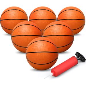 Dilabnba 6'' Mini Orange Basketballs for Basketball Hoop Over The Door, Kids Replacement Bouncy Beach Balls for Pool Indoor Outdoor, Basketballs Sport Game Gift for Boy Girl (6 PCS)