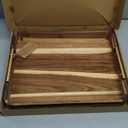 Acacia Wood Serving Tray with Metal Handles, 17x13in Food Drinks Tray for Coffee Table, Breakfast, Dinner & Bar, Natural Decorative Storage Tray for Ottoman, Kitchen, Packaging