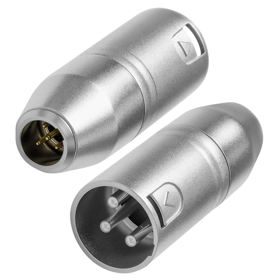 4Pin Mini XLR Connector,TA4F 4 Pin Male to XLR 3 Pin Male Adapter for Shure Microphone,Aluminum Alloy Mic Microphone Audio Connector, 2 Pack
