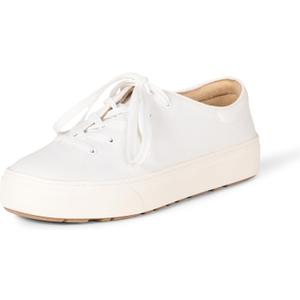 Amazon Essentials Womens Casual Lace Up Platform Sneakers (7.5, White)