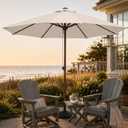9FT Patio Umbrella, Outdoor Table Umbrella with Rope Pulley Lift, 3 Adjustable Heights, Market Umbrellas for Backyard, Pool and Deck, UPF50+