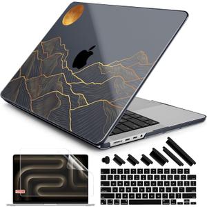 DONGKE Compatible with MacBook Pro 16 Inch Case (2026-2021 Release, M5 M4 M3 M2 M1 Pro/Max Chip), Plastic Hard Shell Cover with Keyboard Cover & Screen Protector for MacBook Pro 16", Abstract Mountain
