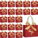 Hsei 40 Pcs Mother's Day Small Thank You Gift Bags with Handles 5.5''x 2.4''x 4.7'' Gold Foil Thank You Mini Paper Bags with Bow Ribbon Party Favor for Wedding Birthday(Red)