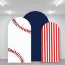 Baseball Arch Backdrop Covers Set of 3 Sports Theme Arched Stretchy Spandex Fabric Cover Birthday Party Decor Kids (Baseball Theme, 6FT,6.6FT,7.2FT)