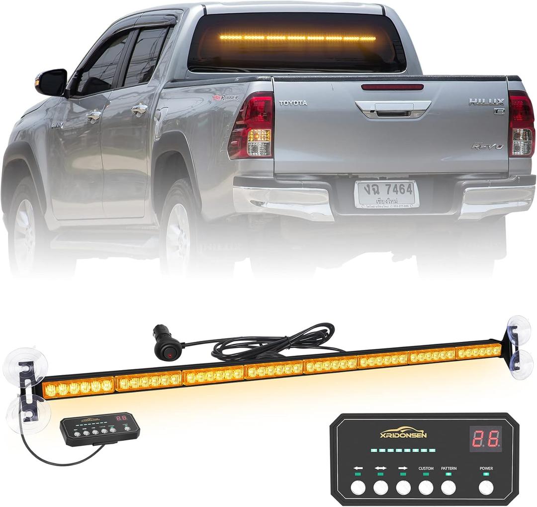 XRIDONSEN 35 inch Traffic Advisor Light Bar 48 LED Amber Strobe Lights Emergency Safety Hazard Warning Lights Front/Rear Window w/Display Controller for Construction Vehicles plow/Tow Trucks Wreckers XRIDONSEN 35 inch Traffic Advisor Light Bar 48 LED Amber Strobe Lights Emergency Safety Hazard Warning Lights Front/Rear Window w/Display Controller for Construction Vehicles plow/Tow Trucks Wreckers