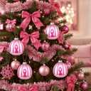 12 Pcs Breast Cancer Christmas Ornaments for Tree Pink Hanging Pumpkins Pink Ribbon Tree Ornaments Breast Cancer Awareness Decorations for Home Xmas Party Decor Gifts