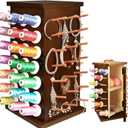 Wooden 84 Spools Thread Rack/Thread Holder Organizer with Inner Storage Compartments, 360 Fully Rotating Thread Storage Organizer for Sewing, Embroidery, Hair-braiding and Jewelry (Brown)