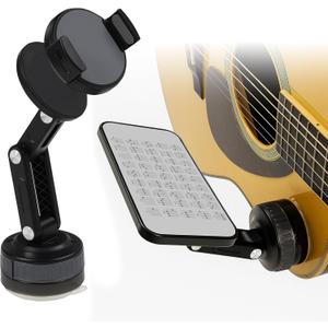 KAYOUBI Guitar Accessories Phone Holder - Damage-Free Vacuum Suction Mount for Magnetic & All Phones, Perfect for Tutorials, Recording, Streaming on Acoustic/Electric Guitar & Ukulele