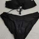 Meetall Women's High Cut String Triangle Bikini Set Swimsuits Sexy Bathing Suits 2 Piece (Black, XL)