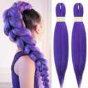 2Pcs 26in Purple Braiding Pre Stretched Synthetic Fiber Hair Extensions Braiding Hair Long Straight Hair For Cosplay Halloween Stage Performances And Masquerade Parties