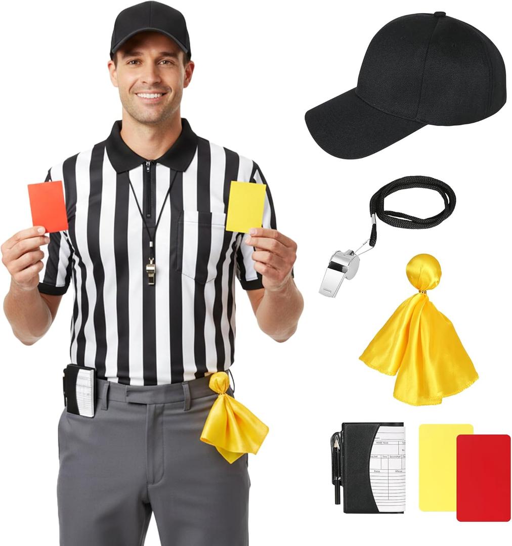 Striped Referee Shirt Halloween Costume Men's, Football Soccer Sports and Halloween Cosplay (The White Stripes)