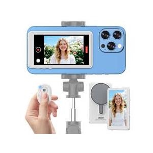 Vlog Selfie Monitor Screen iPhone, 4K 60fps Recording, Wireless Screen Mirroring with Remote Control, Magnetic Fixation, 180° Rotation, 3 Levels of Brightness, Compatible with iPhone & Android