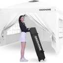 OASISHOME Pop-up Gazebo Instant Portable Canopy Tent 10'x10', with 4 Sidewalls, Windows, Wheeled Bag, for Patio/Outdoor/Wedding Parties and Events (10FTx10FT, White)